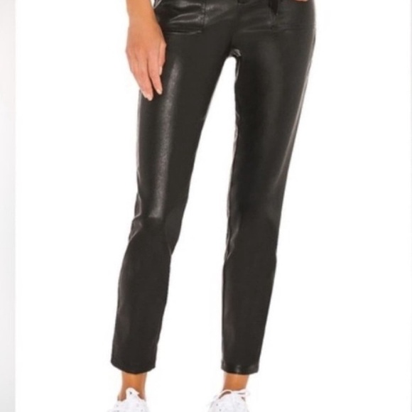 Perfect Revolve Superdown Chanice Buckle Pant Black Faux Leather Trouser Belted - Picture 3 of 8